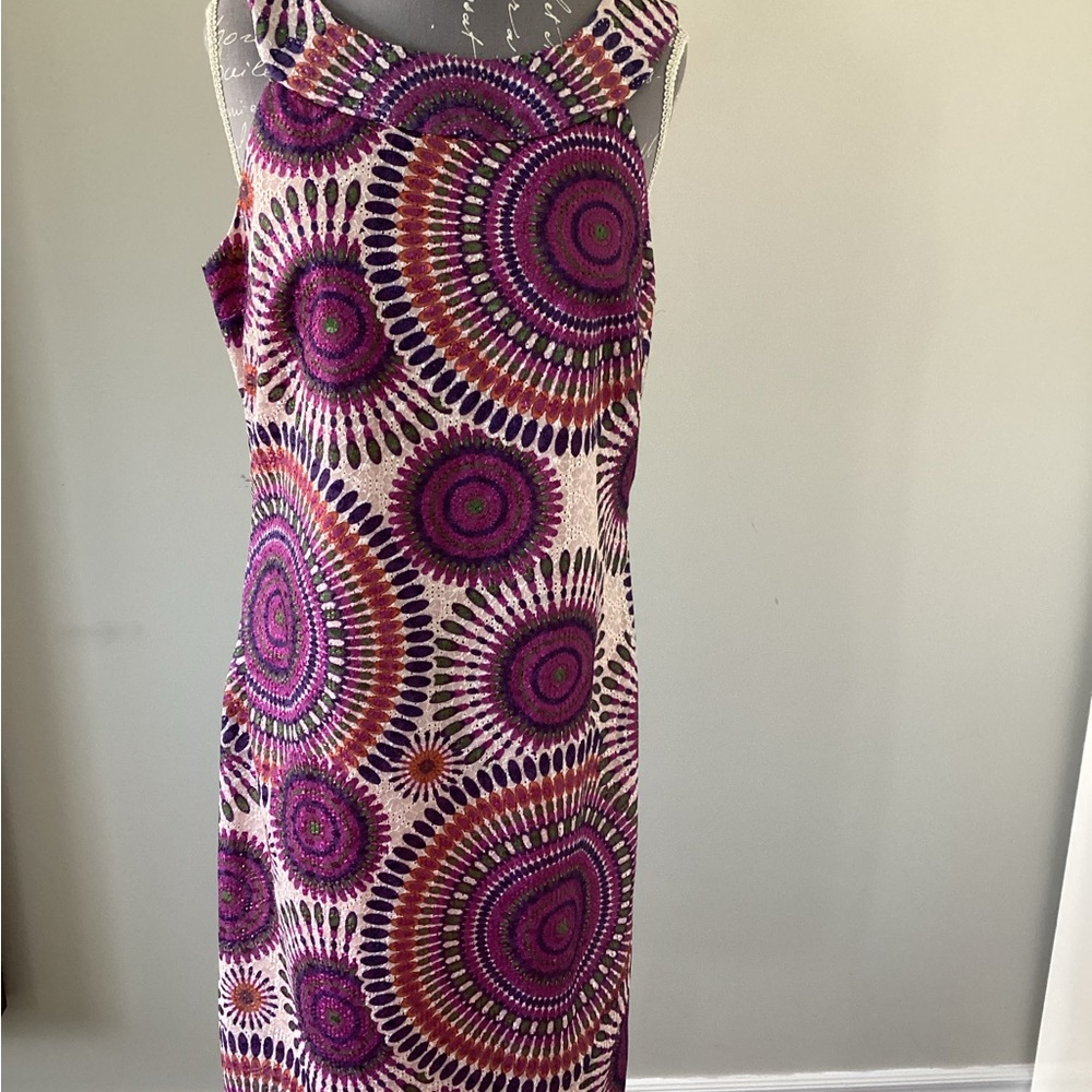 Sleeveless Pink and Purple Patterned Dress( 6)